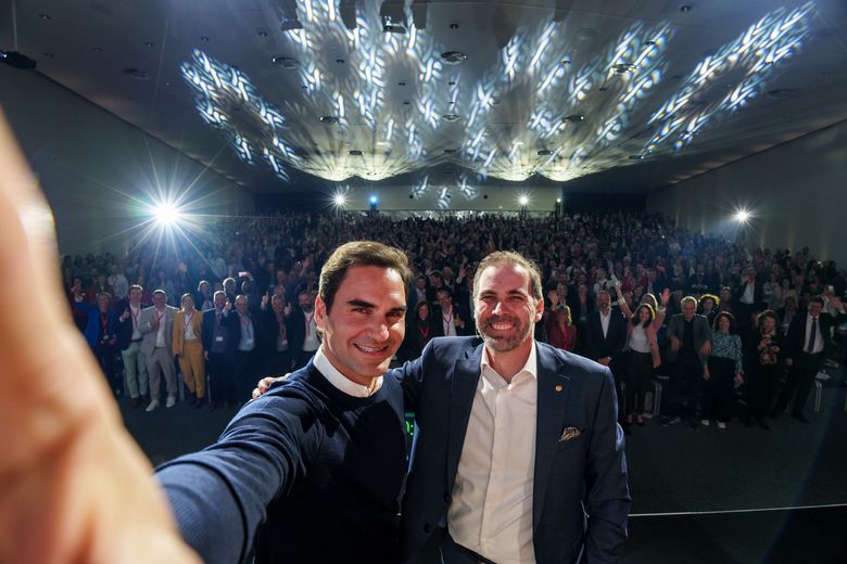 Roger Federer am Ferientag in Interlaken 2023